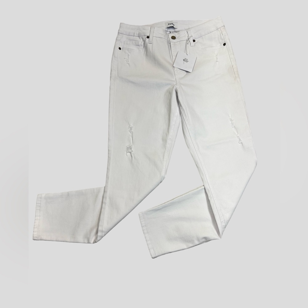 Pistola Jeans Women Size 30 White Oak Wash Jennifer Skinny Distressed Hi-Rise